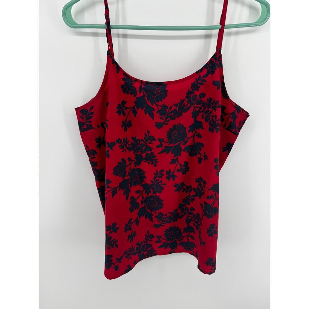 Gap Red Navy Floral Cami Tank Top Feminine Romantic Date Night Small - Picture 2 of 5